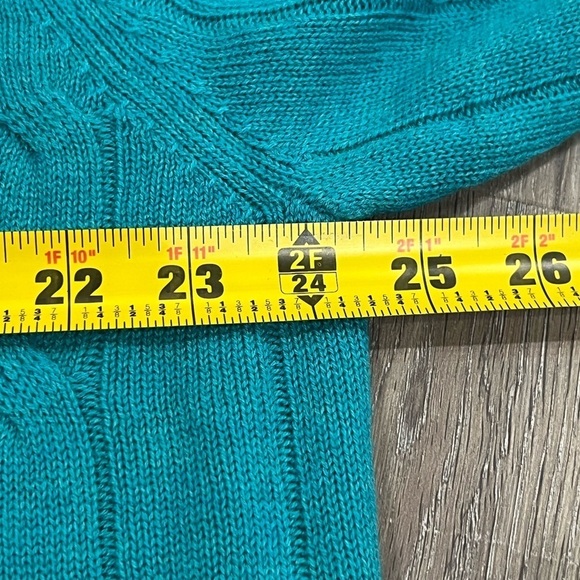 NWT Peter Millar XL 100% Cashmere Cable Knit Teal Super Soft Crewneck Sweater - Picture 10 of 13